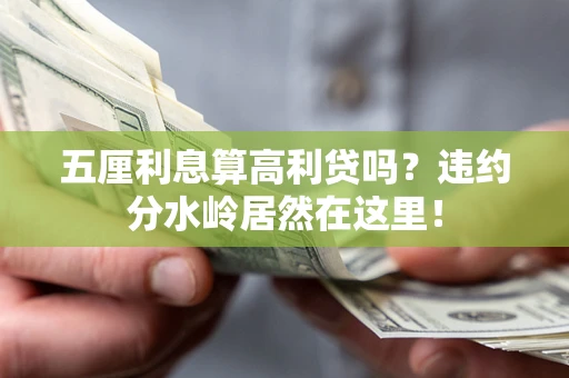 武汉五厘利息算高利贷吗？违约分水岭居然在这里！