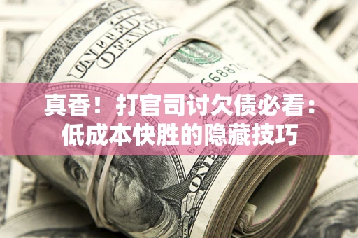 武汉真香！打官司讨欠债必看：低成本快胜的隐藏技巧